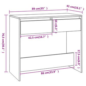 Wandtafel 89x41x76,5 cm bewerkt hout gerookt eikenkleurig 8