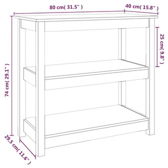 Wandtafel 80x40x74 cm massief grenenhout grijs 8