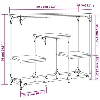 Wandtafel 89,5x28x76 cm bewerkt hout sonoma eikenkleurig 9