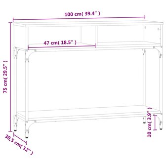 Wandtafel 100x30,5x75 cm bewerkt hout sonoma eikenkleurig 9