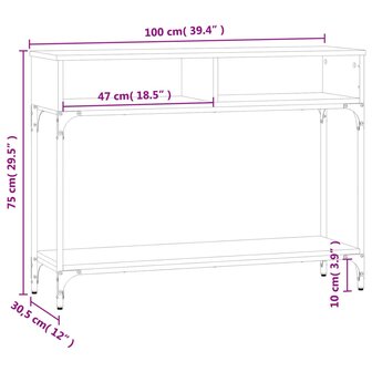 Wandtafel 100x30,5x75 cm bewerkt hout bruin eikenkleur 9