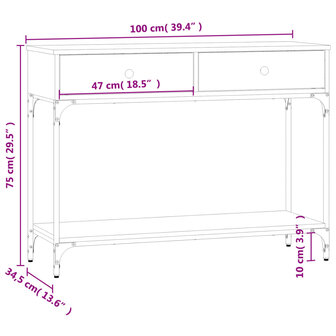 Wandtafel 100x34,5x75 cm bewerkt hout gerookt eikenkleurig 11