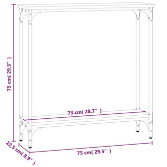 Wandtafel 75x22,5x75 cm bewerkt hout gerookt eikenkleurig 9