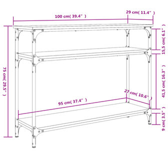 Wandtafel 100x29x75 cm bewerkt hout gerookt eikenkleurig 9