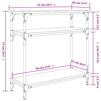 Wandtafel 75x29x75 cm bewerkt hout sonoma eikenkleurig 9