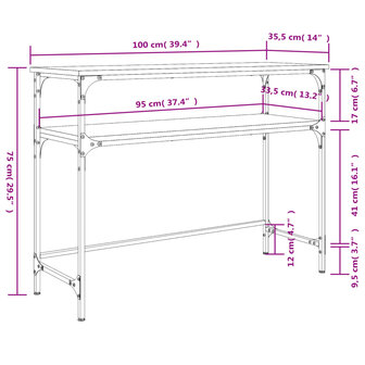 Wandtafel 100x35,5x75 cm bewerkt hout gerookt eikenkleurig 9