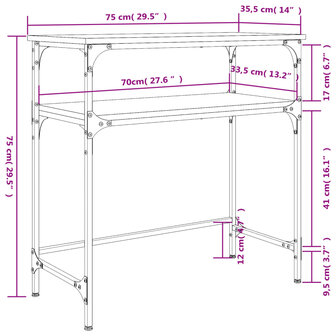 Wandtafel 75x35,5x75 cm bewerkt hout sonoma eikenkleurig 9