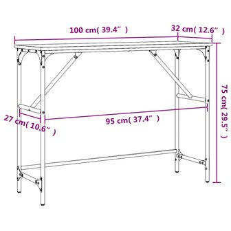 Wandtafel 100x32x75 cm bewerkt hout zwart 9