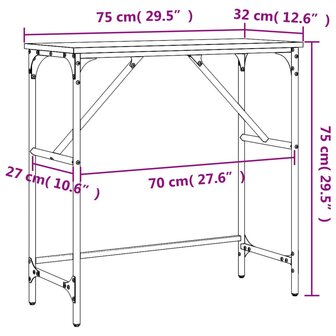 Wandtafel 75x32x75 cm bewerkt hout zwart 9