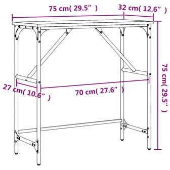 Wandtafel 75x32x75 cm bewerkt hout gerookt eikenkleurig 9