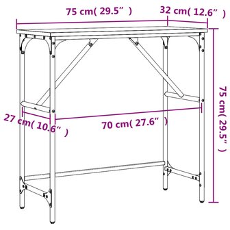 Wandtafel 75x32x75 cm bewerkt hout bruin eikenkleur 9