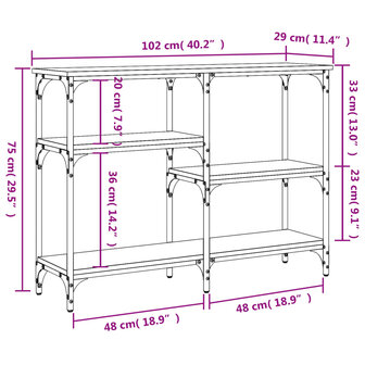 Wandtafel 102x29x75 cm bewerkt hout zwart 9