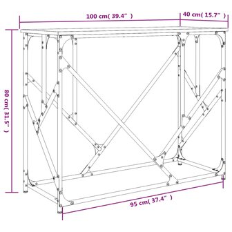 Wandtafel 100x40x80 cm bewerkt hout bruin eikenkleur 9