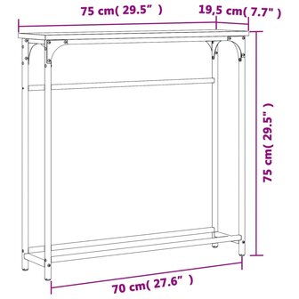 Wandtafel 75x19,5x75 cm bewerkt hout zwart 9