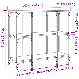 Wandtafel 102x35x90 cm bewerkt hout gerookt eikenkleurig 9