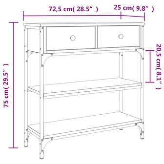 Wandtafel 72,5x25x75 cm bewerkt hout zwart 11