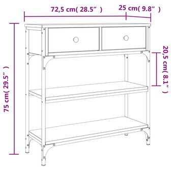 Wandtafel 72,5x25x75 cm bewerkt hout grijs sonoma eikenkleurig 11