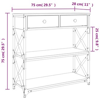 Wandtafel 75x28x75 cm bewerkt hout zwart 11