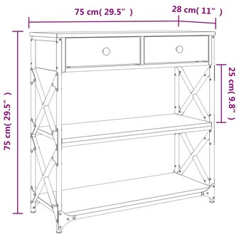 Wandtafel 75x28x75 cm bewerkt hout bruin eikenkleur 11