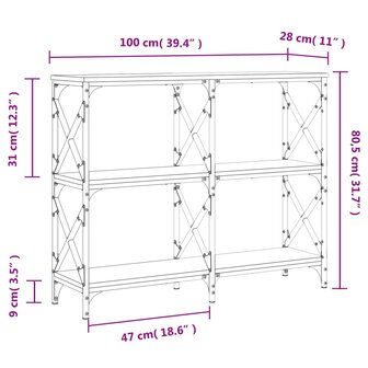 Wandtafel 100x28x80,5 cm bewerkt hout gerookt eikenkleurig 9