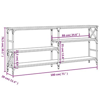 Wandtafel 180x29x76,5 cm bewerkt hout zwart 9