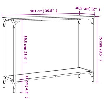 Wandtafel 101x30,5x75 cm bewerkt hout sonoma eikenkleurig 9