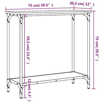 Wandtafel 75x30,5x75 cm bewerkt hout grijs sonoma 9