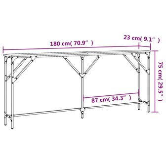 Wandtafel 180x23x75 cm bewerkt hout bruin eikenkleur 9