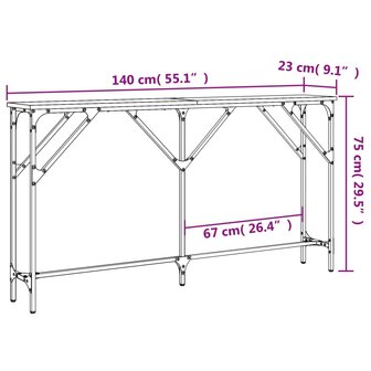 Wandtafel 140x23x75 cm bewerkt hout zwart 9