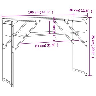 Wandtafel met schap 105x30x75 cm bewerkt hout bruin eikenkleur 9