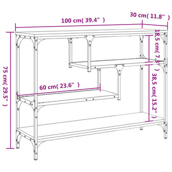 Wandtafel 100x30x75 cm bewerkt hout gerookt eikenkleurig 10