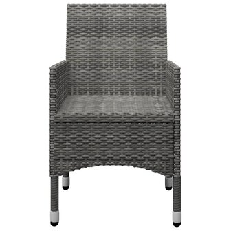 3-delige Bistroset poly rattan en gehard glas grijs 7