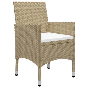 3-delige Bistroset poly rattan en gehard glas beige 4