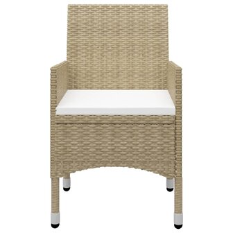 3-delige Bistroset poly rattan en gehard glas beige 5