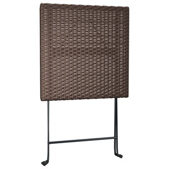 3-delige Bistroset inklapbaar poly rattan bruin 7