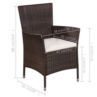 3-delige Bistroset poly rattan bruin 4