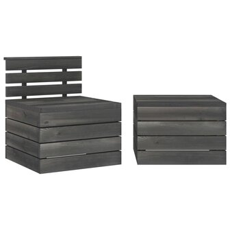 2-delige Loungeset pallet massief grenenhout donkergrijs 1