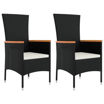 3-delige Loungeset poly rattan en massief acaciahout zwart 4