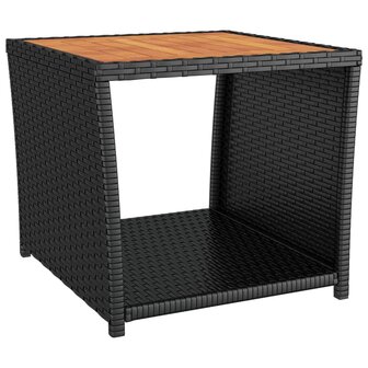 3-delige Loungeset poly rattan en massief acaciahout zwart 5