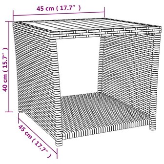 3-delige Loungeset poly rattan en massief acaciahout zwart 7