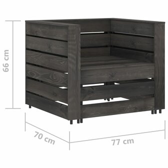 2-delige Loungeset pallet ge&iuml;mpregneerd grenenhout grijs 7