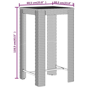 3-delige Tuinbarset poly rattan en massief acaciahout grijs 8