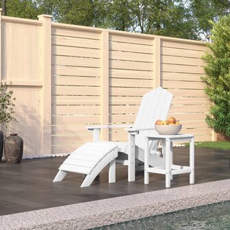 Tuinstoel Adirondack met voetenbank en tafel HDPE wit 1