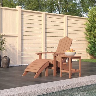 Tuinstoel Adirondack met voetenbank en tafel HDPE bruin 1