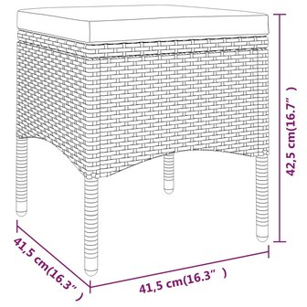 4-delige Tuinstoel- en voetenbankset rattan zwart 12