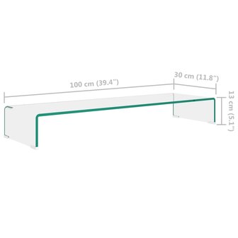 TV-meubel/monitorverhoger transparant 100x30x13 cm glas 6