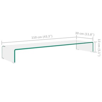 TV-meubel/monitorverhoger transparant 110x30x13 cm glas 6