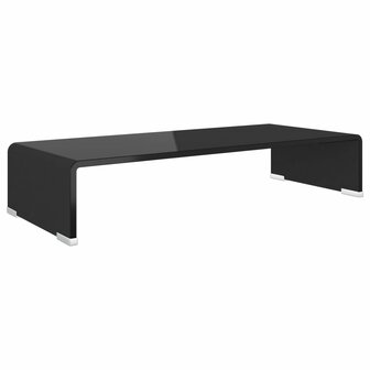 TV-meubel/monitorverhoger zwart 60x25x11 cm glas 2