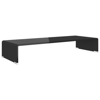 Tv-meubel/monitorverhoger zwart 80x30x13 cm glas 2