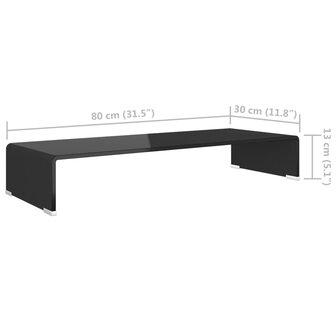 Tv-meubel/monitorverhoger zwart 80x30x13 cm glas 6